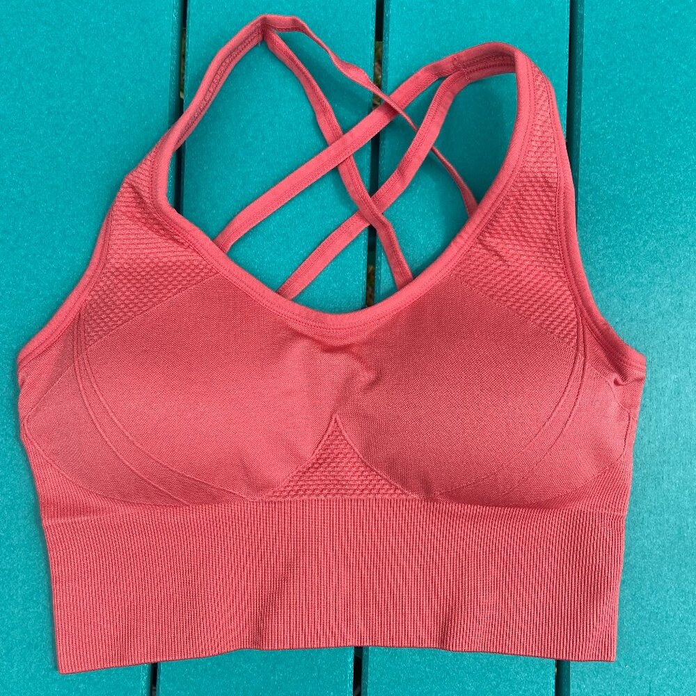 NWOT Velocity padded sports bra. Firm support, size Small. Terracotta/red color.